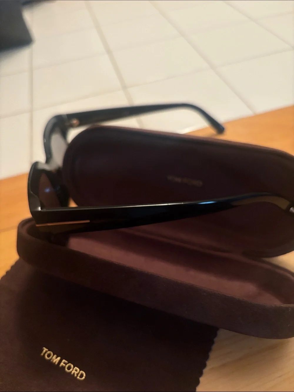 Tom Ford Black Sunglasses with Gold Accents
